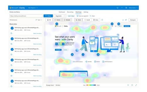 microsoft clarity - Heatmaps & Session Recordings