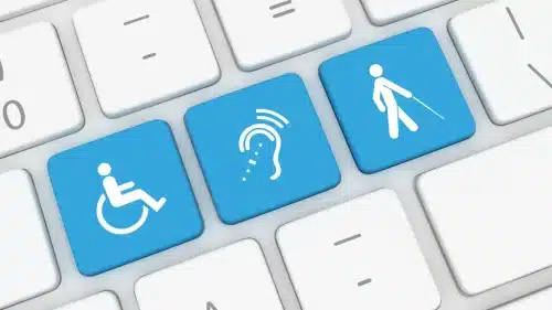 image d'illustration : clavier avec des touches icones situation de handicap, test accessiblité